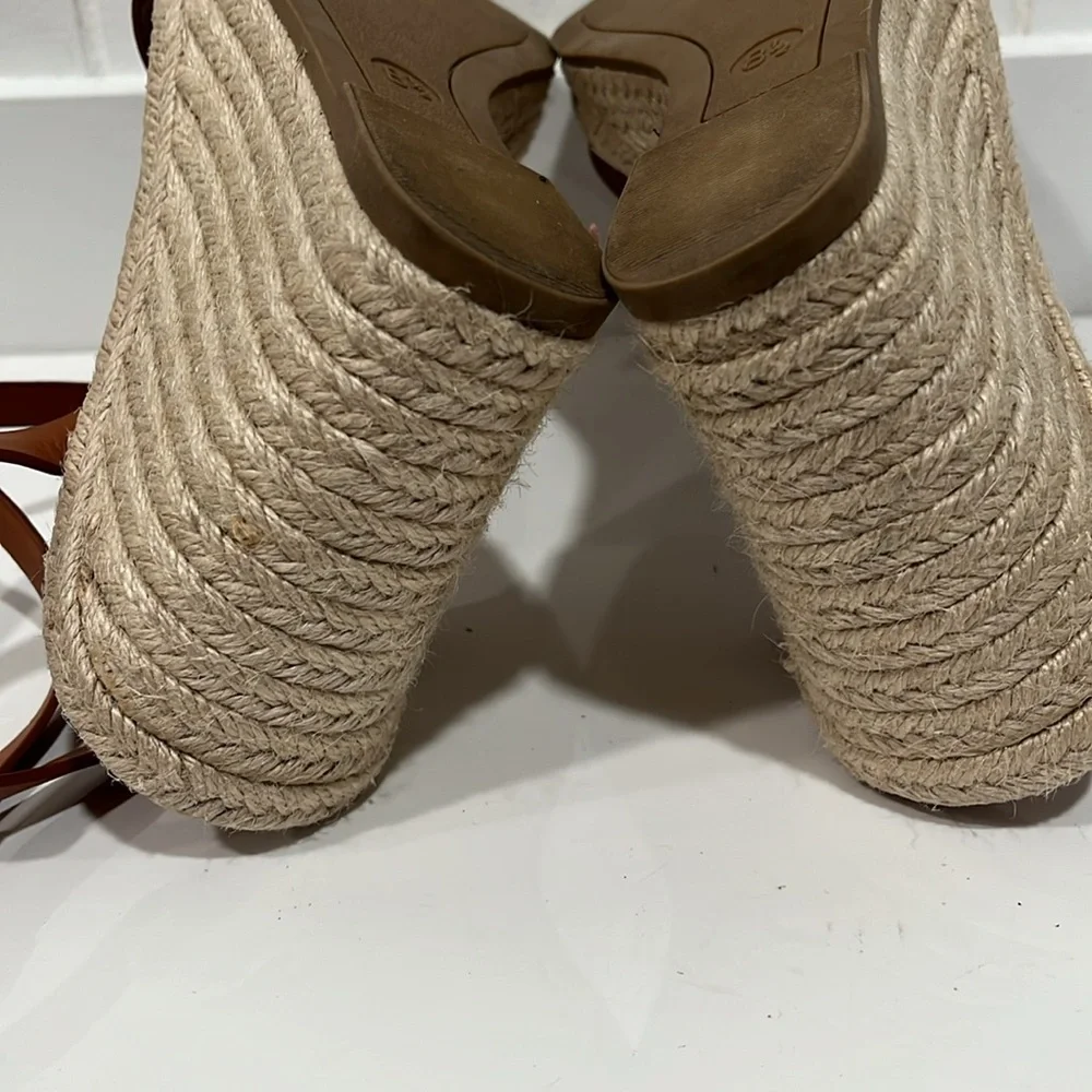 A New Day Brown Espadrille Shoes with Ankle Strap 8.5 Brown Camel tan color